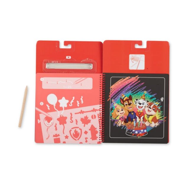 Melissa & Doug – Set Scratch Art Paw Patrol – 10 Scènes à Gratter Avec Marshall – Activité Voyage Sans Bazar – Dès 5 Ans