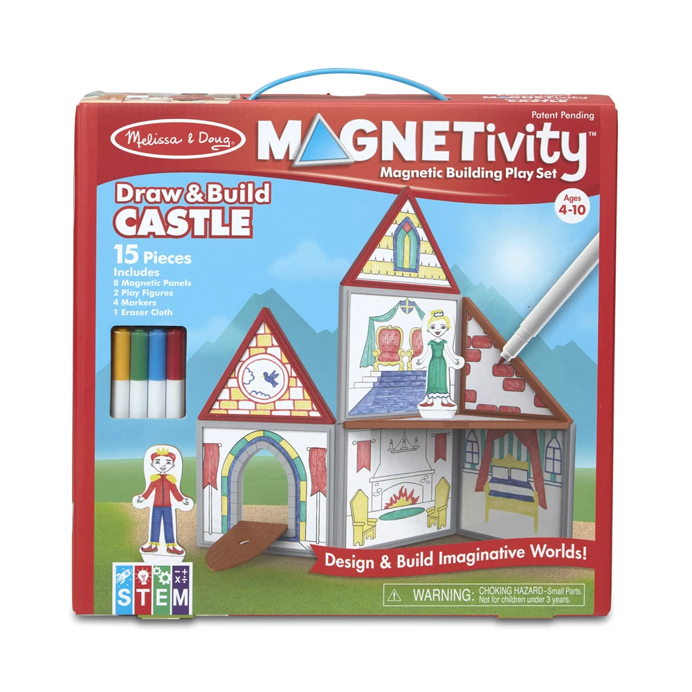 Melissa & Doug Magnetivity Magnetic Building Play Set - Draw & Build Castle